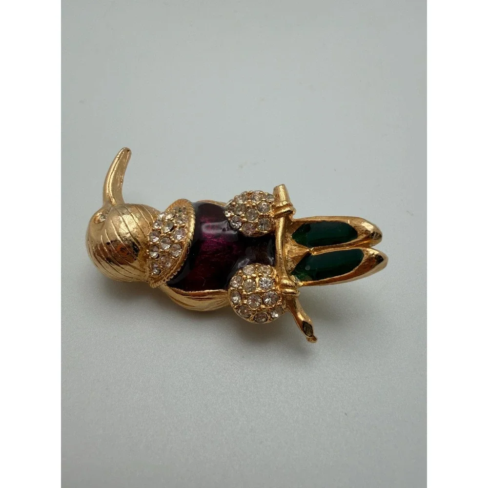 Vintage Style Rhinestone‎ Enamel Hummingbird Colorful Goldtone 2
